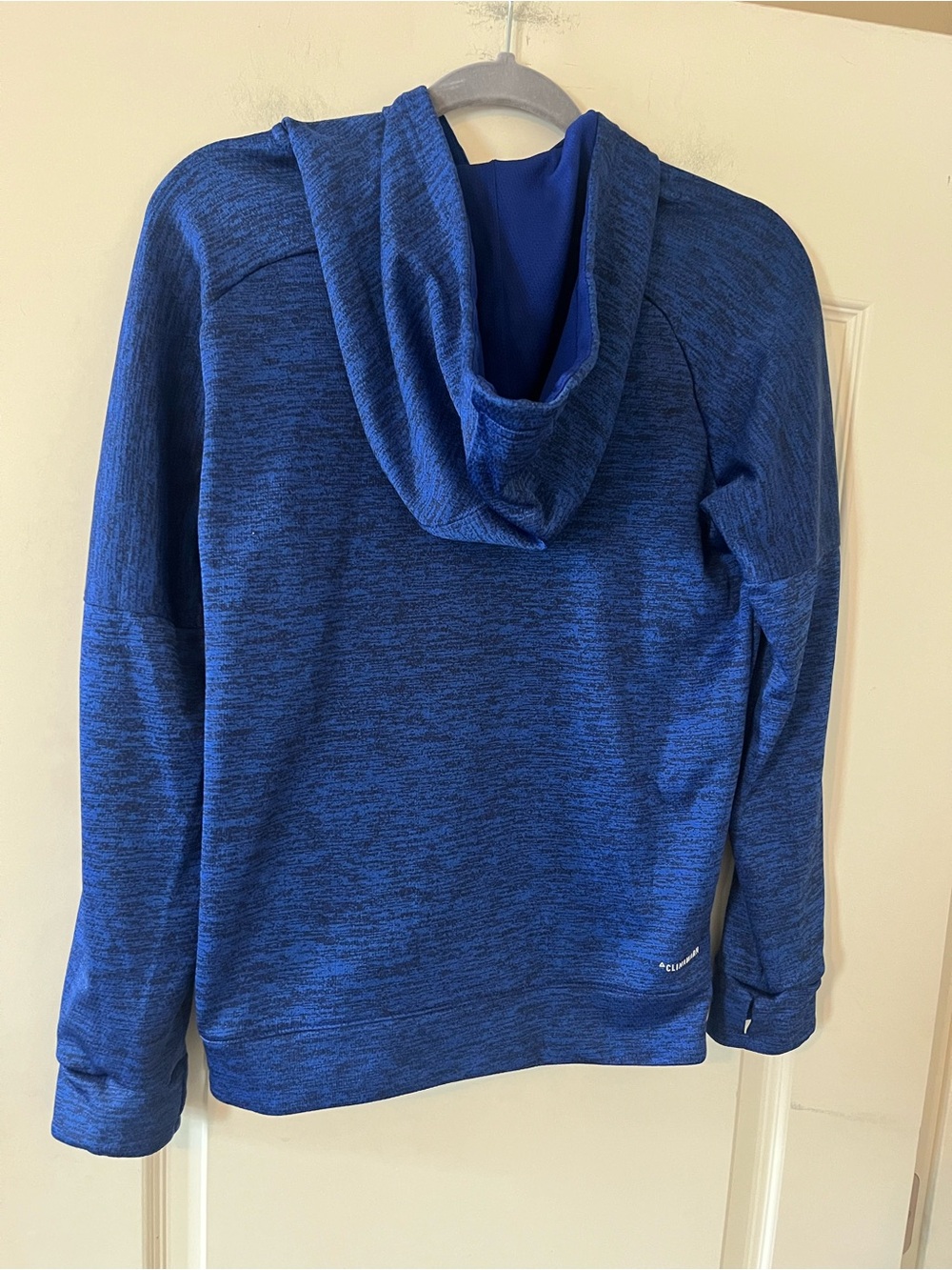 adidas Unisex Blue Hooded Logo Sweatshirt Finger Holes Long Sleeve Size Medium - Picture 15 of 16